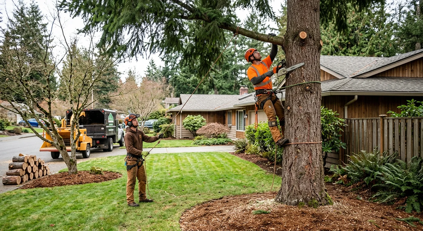 Clean landscaped yard with healthy trees after professional Redmond service